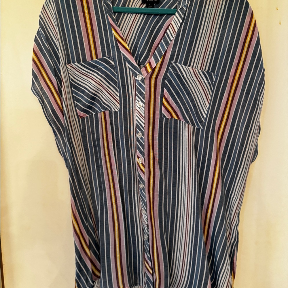 Torrid Multicolor Striped Button Down Shirt
